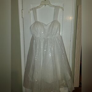 NWT white sparkly baby dall homecoming reception dress